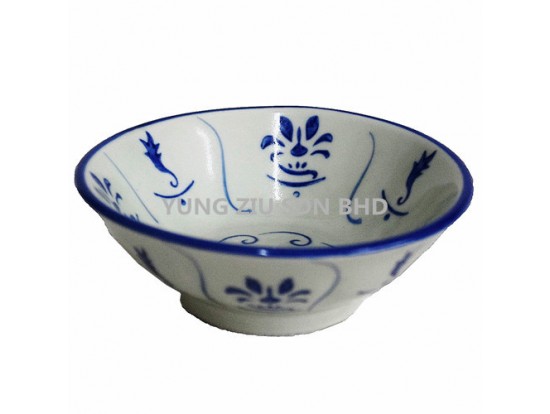 7.5^CERAMICS BOWL(HAND COLOR ANTIQUE BLUE)(11534)